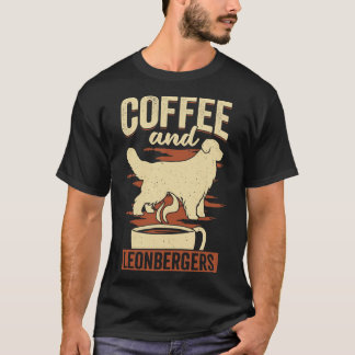 Camiseta Café E Leonbergers Cachorros Douraram Presente
