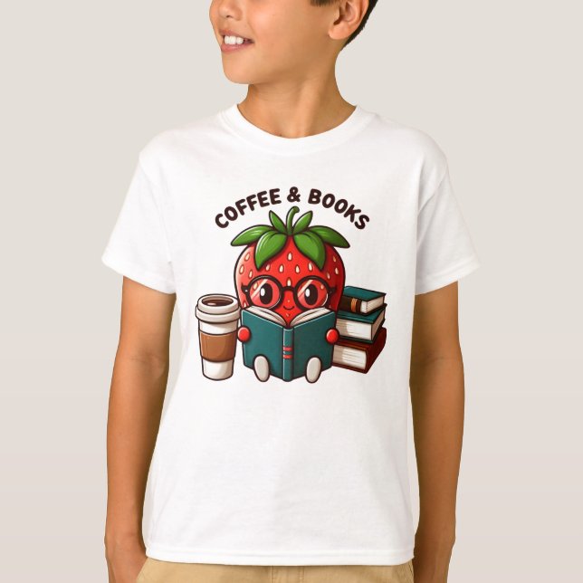 Camiseta Café e Livros - Caráter de Morango Cujo (Frente)