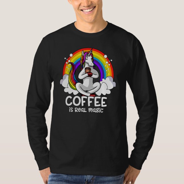Camiseta Café é Magia Real, Unicórnio Arco-Íris Lgbt Pride  (Frente)