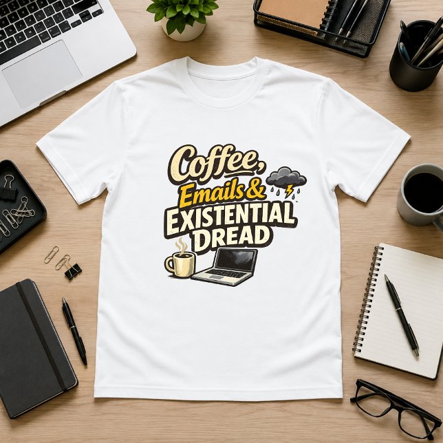 Camiseta Café, E-mails & Desespero Existencial Humor de Esc (Criador carregado)
