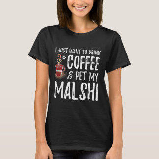 Camiseta Café e Malshi para Mal shi Dog Mãe