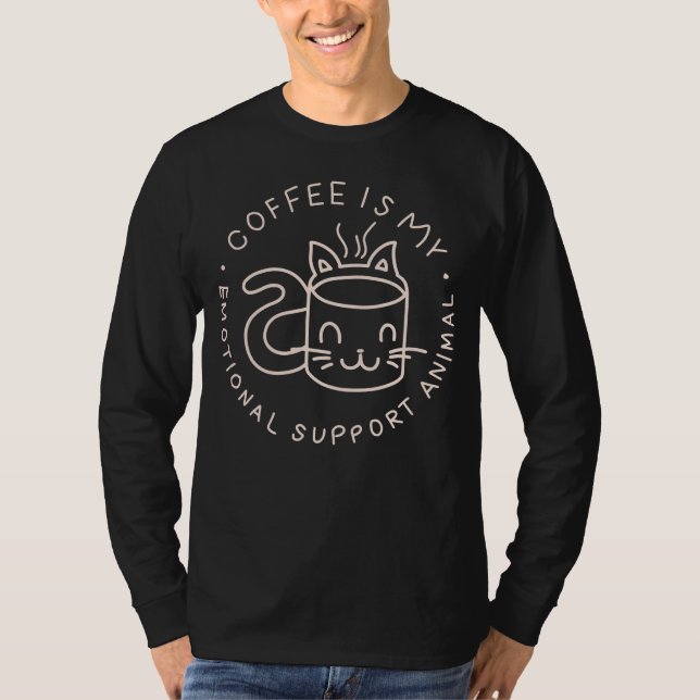 Camiseta Café É Meu Animal De Apoio Emocional (Frente)