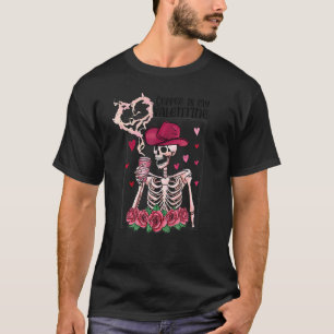 Camiseta Café é meu Dia de os namorados Engraçado Esqueleto