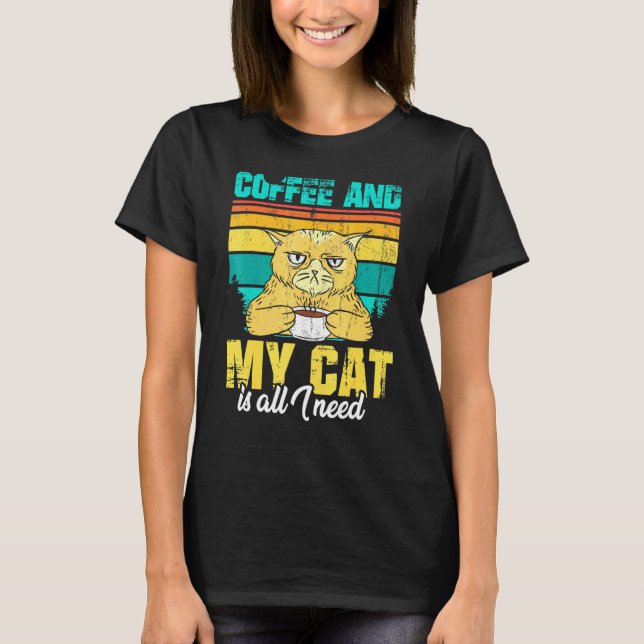 Camiseta Café E Meu Gato É Tudo O Que Preciso (Frente)