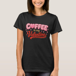 Camiseta Café É Meu Namorado Brilho Rosa Retrô