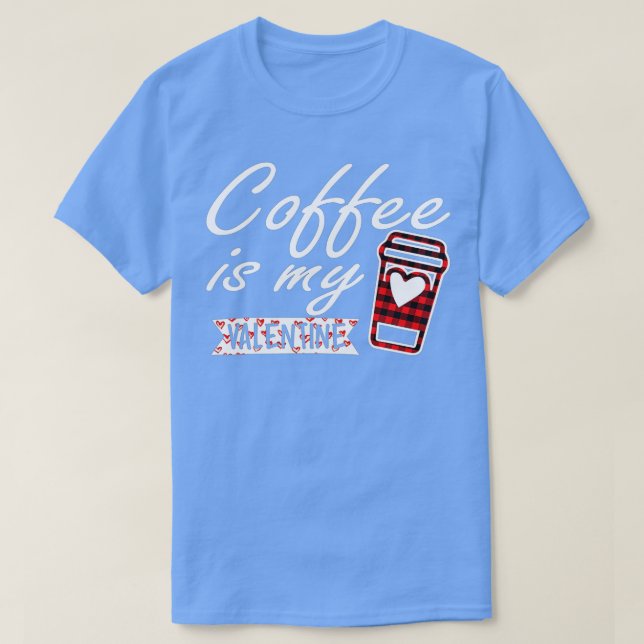 Camiseta Café é Minha Xadrez Vermelha namorados de Buffalo  (Frente do Design)