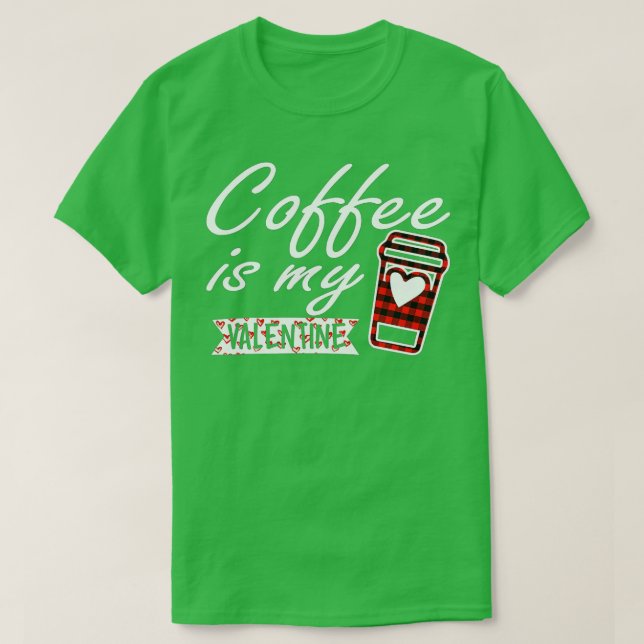 Camiseta Café é Minha Xadrez Vermelha namorados de Buffalo  (Frente do Design)