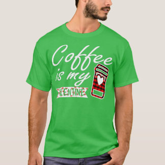 Camiseta Café é Minha Xadrez Vermelha namorados de Buffalo