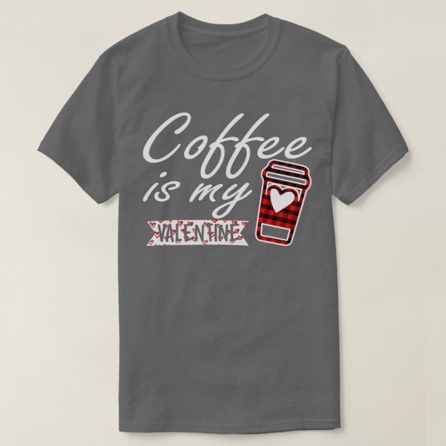 Camiseta Café é Minha Xadrez Vermelha namorados de Buffalo  (Frente do Design)