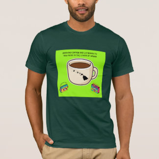 Camiseta Café e Música dos Anos 80 no Havaí