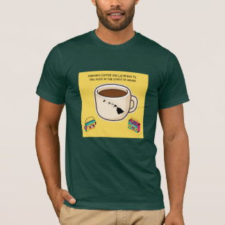 Camiseta Café e Música dos Anos 80 no Havaí
