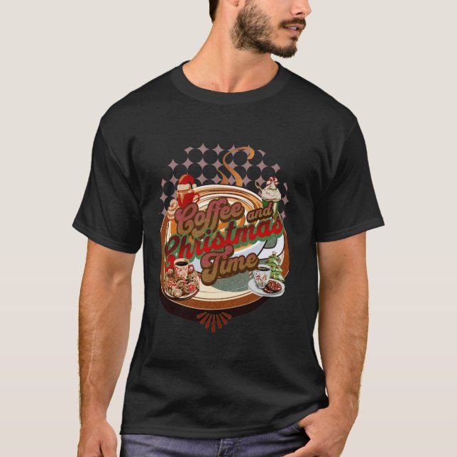 Camiseta Café e período de Natal Longa Folga (Frente)