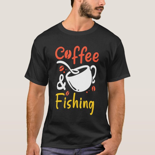 Camiseta Café E Pesca Bebedor De Café Pescador (Frente)