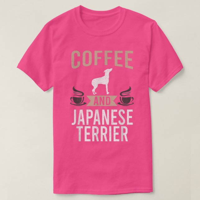 Camiseta Café e sobrevoo japonês Terrier Dog (Frente do Design)