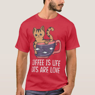 Camiseta Café É Vida Os Gatos São Pai De Bebado De Gato