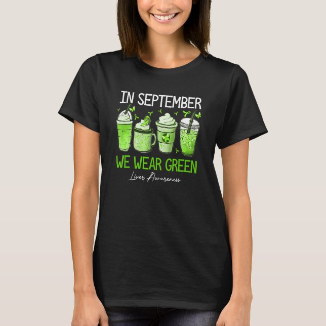 Camiseta Café Em Setembro Vestimos Fígado Verde (Frente)