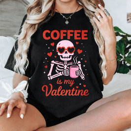 Camiseta Café Engraçado É Meu Namorado Esqueleto Amante 