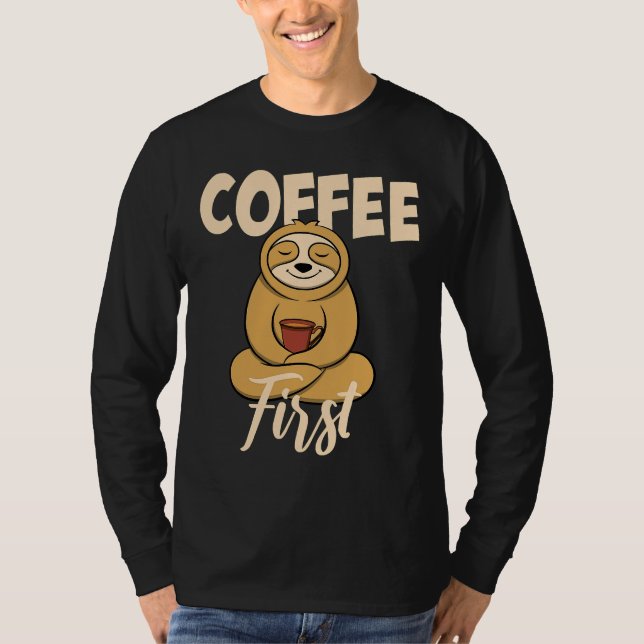 Camiseta Café Engraçado, Primeiro Dizendo Lama Com (Frente)