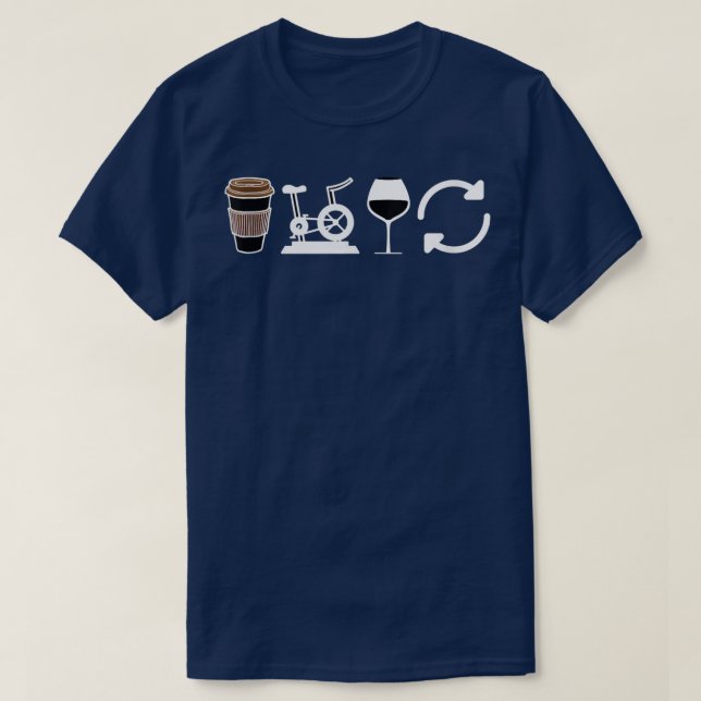Camiseta Café Engraçado Vinho Giratório Repetir Classe de F (Frente do Design)