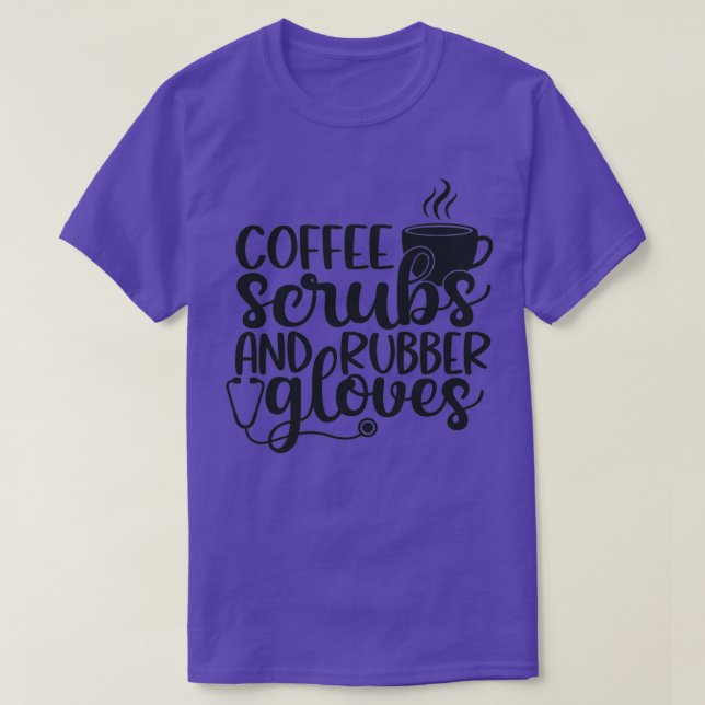 Camiseta Café esfrega e luvas de borracha presentes engraça (Frente do Design)