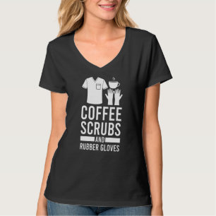 Camiseta Café Esfregões E Luvas De Borracha Enfermando Medi