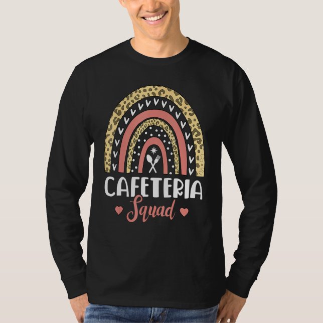 Camiseta Café Esquadrão Boho Arco-Íris Leopard Almoço Lady  (Frente)
