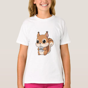 Camiseta Café Esquilo Fofo Segunda-Feira Sobrevivente Crian