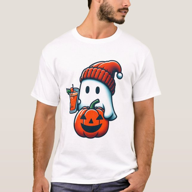 Camiseta Café Fantástico Beanie Cuff Pumpkin Halloween (Frente)