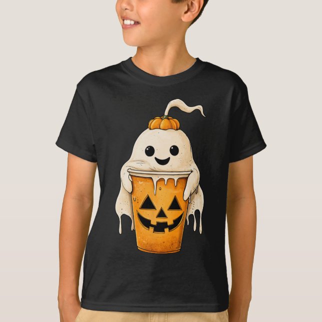 Camiseta Café Físico Fantasma Do Halloween Com Spook Divert (Frente)