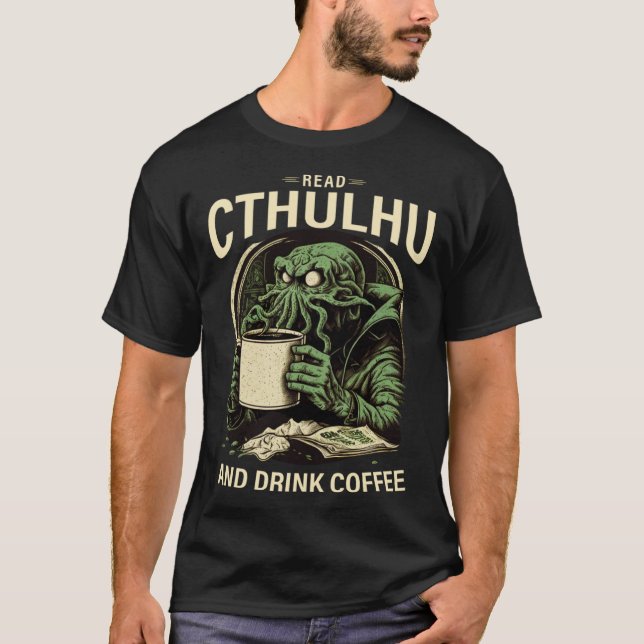Camiseta Café Fofo E Cthulhu (Frente)