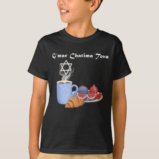 Camiseta Café G’mar Chatima Tova, Romãs, Figos (Frente)