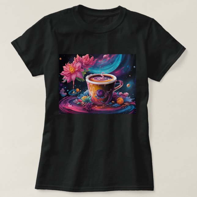 Camiseta Café Galáxico do Jardim (Frente do Design)