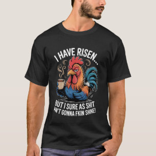 Camiseta Café Galo Engraçado Humor Galinha Manhã Mal-humora