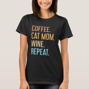 Camiseta Café Gata Mãe Vinho Repita Pet Gata Café Vinho Dri