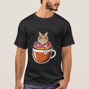 Camiseta Café Gato Siberiano Moscou Longhairs Donut