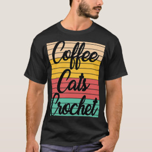 Camiseta Café Gatos Crochet Vintage Retro Knitters Café