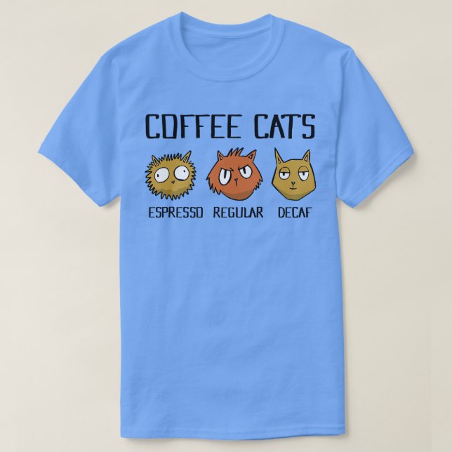 Camiseta Café Gatos Espresso - Café Decaf Regular (Frente do Design)