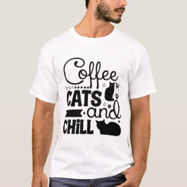 Camiseta Café Gatos & Relax Tipografia Fofo e Aconchegante