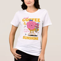 Camiseta Café Gelado E Sol, Retro Flor Tee