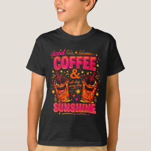Camiseta Café gelado engraçado design de sol cor-de-rosa la