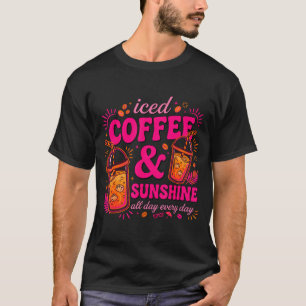 Camiseta Café gelado retrô & sol divertido verão