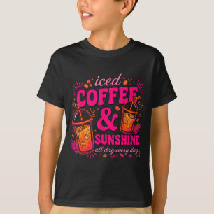 Camiseta Café gelado retrô &amp; sol divertido verão
