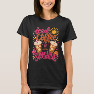Camiseta Café Gelado Sol de Verão Bebida Amante de Café Tro