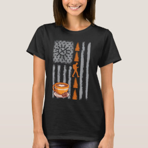 Camiseta café geocoaching- Bandeira Americana dos EUA Vinta