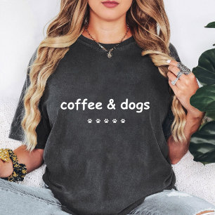 Camiseta Café & Impressão de Pata de Cachorro Gráfico