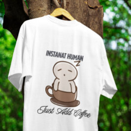 Camiseta Café Instantâneo Humano Sonolento Cartoon