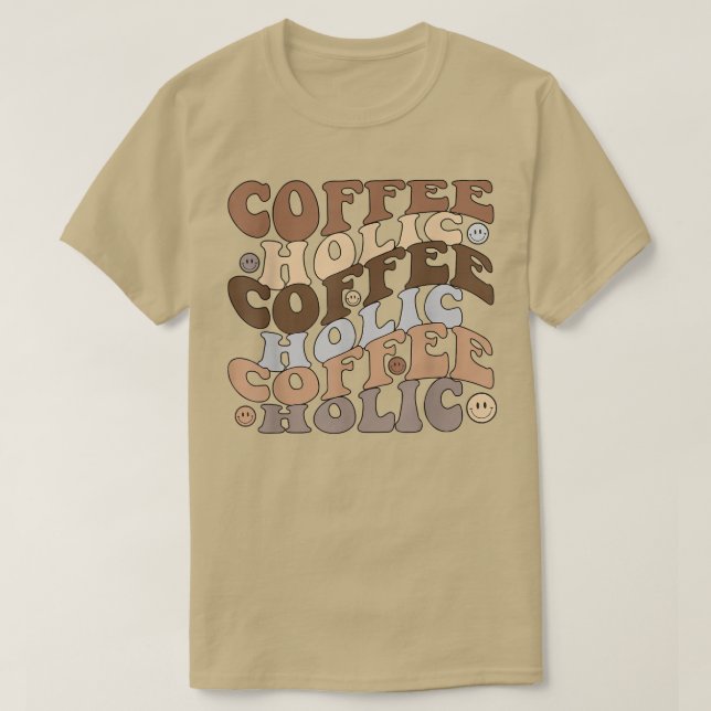 Camiseta Café Internacional Feliz de Rosto Feliz Coffeeholi (Frente do Design)