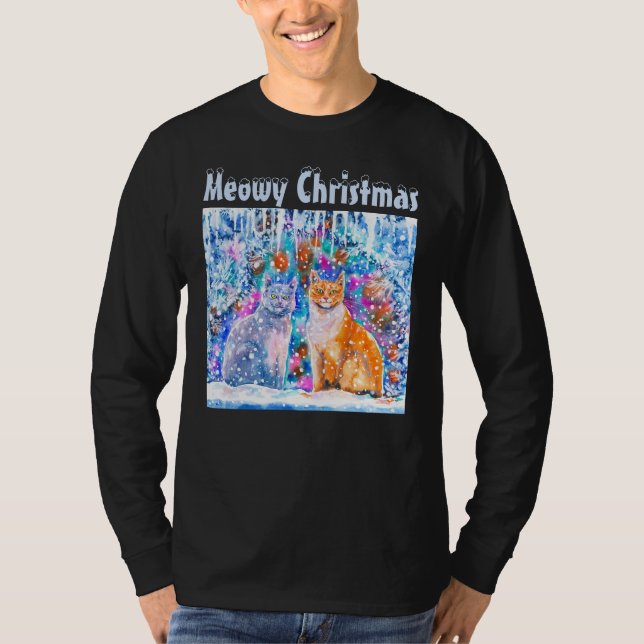 Camiseta Café Inverno Pun Meowy Natal (Frente)