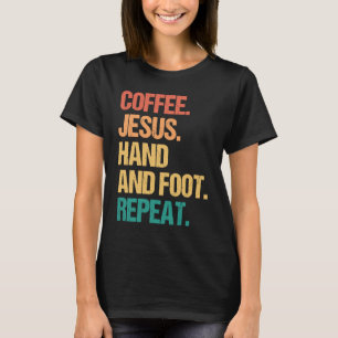 Camiseta Café Jesus Mão e Pé Repetir Jogo do Cartão da Igre