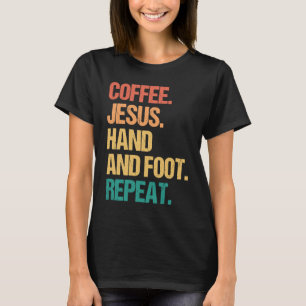 Camiseta Café Jesus Mão e Pé Repetir Jogo do Cartão da Igre